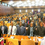 L'Assistance  l'ouverture de la session parlementaire ordinaire le 15/03/2014 au palais du peuple de Kinshasa