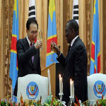 Lee Myung-bak et Joseph Kabila lors du Dner d'Etat en l'honneur du prsident sud-coren  Kinshasa