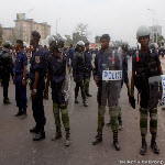 Les lments de la Pnc le 5/9/2011 sur le boulevard du 30 juin  Kinshasa, lors du dpt de la candidature d?Etienne Tshisekedi pour la prsidentielle 2011