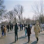Les gens se dirigent vers le Washington Monument au National Mall  Washington, DC, pour a ...