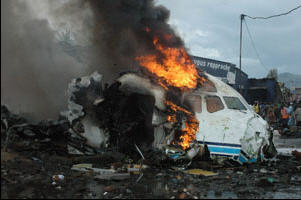 Avion d' Hewa Bora Airways crashe  Goma