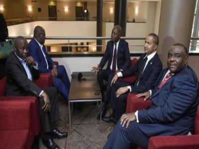 Jean-Pierre Bemba, Flix Tshisekedi, Vital Kamerhe, Moise Katumbi, Adolphe Muzito en runion le 12/09/2018  Bruxelles.
