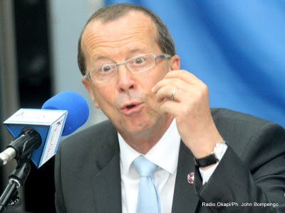 Martin Kbler, reprsentant spcial du secrtaire gnral de l'Onu pour la RDC le 28/08/2013  Kinshasa, lors de la confrence de l'Onu