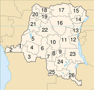 Congo Carte - Provinces 