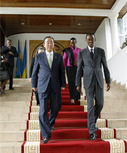 Ban Ki-moon et Paul Kagame au Rwanda en 2009