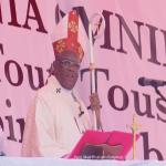 Le cardinal Fridolin Ambongo lors de sa premire messe dite au stade des Martyrs de Kinshasa, le 17/11/2019. Radio Okapi/Photo John Bompengo