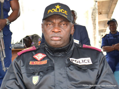 Le Commissaire provincial de la Police nationale congolaise, ville de Kinshasa, le gnral Clestin Kanyama, lors d'une parade le 15/02/2016  Kinshasa. Radio Okapi/Ph. John Bompengo