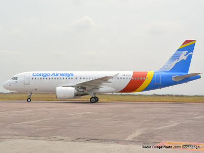 L'Airbus A320 de la compagnie arienne Congo Airways  Kinshasa le 30/07/2015