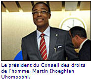 Le prsident du Conseil des droits de l'homme, Martin Ihoeghian Uhomoobhi.