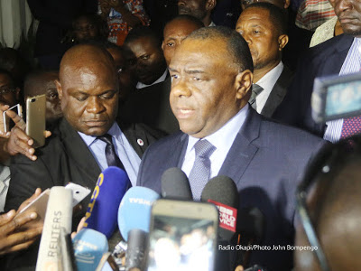 Le sénateur Jean-Pierre Bemba à Kinshasa, le 02/08/2018 après le dépôt de sa candidature à la présidentielle 2018. Radio Okapi/Ph. John Bompengo
