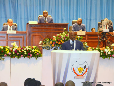 Le Président Joseph Kabila lors de son discours sur l'Etat de la nation le 14/12/2015 à Kinshasa. Radio Okapi/Ph. John Bompengo