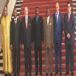 Joseph Kabila, Evariste Boshab, Leo Kengo wa Dondo, Louis Michel à l'ouverture de l'assemblée ACP-UE à Kinshasa