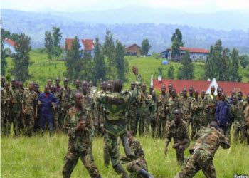 Les rebels du M23 s'entrainent a Rumangabo au Nord-Kivu