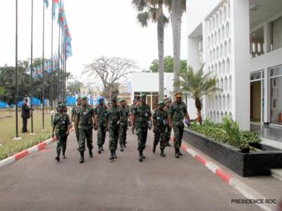 Les officiers des FARDC  la cit de l?Union africaine, le 9/08/2019. Photo Prsidence RDC.