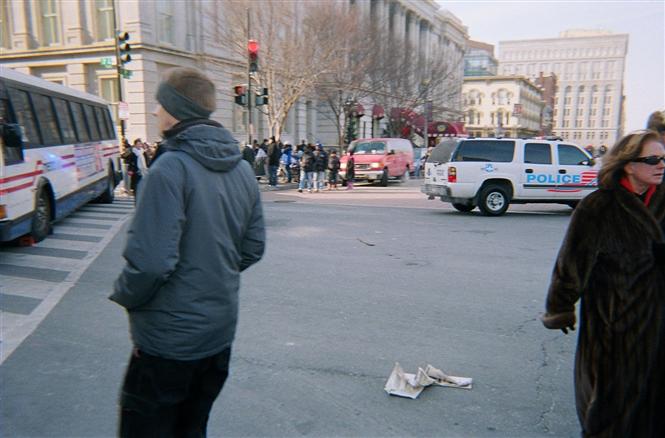 Ambiance dans les rues de Washington, DC, prs de la Maison Blanche, quelques heures avant l'inauguration historique du Prsident Barack Obama.