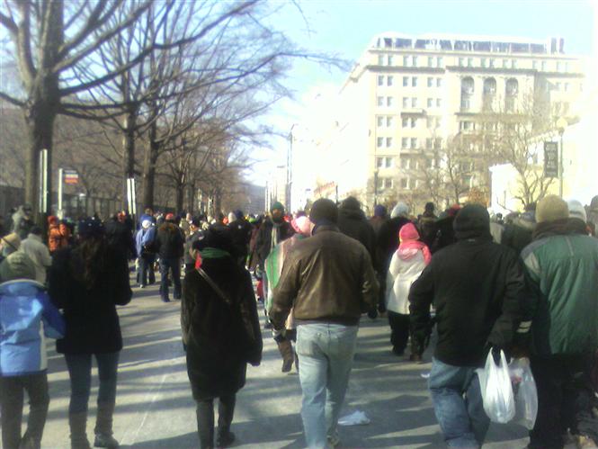 Ambiance dans les rues de Washington, DC, dans le quartier de Foggy Bottom, quelques heures aprs l'inauguration du Prsident Barack Obama.